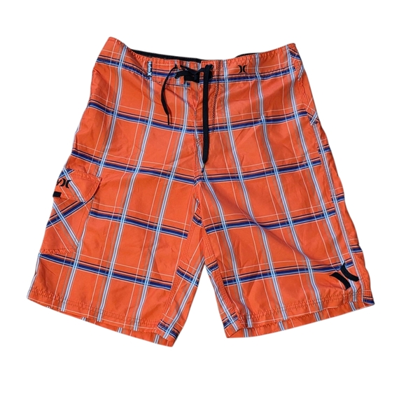 Hurley Orange and Blue Board Shorts Relaxed Fit - Picture 2 of 3
